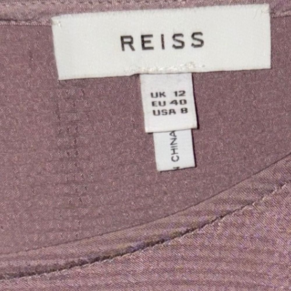Reiss Maggie sz 8 Hammered Satin Top‎ Mauve Taupe Drawstring Oversized - Picture 8 of 9